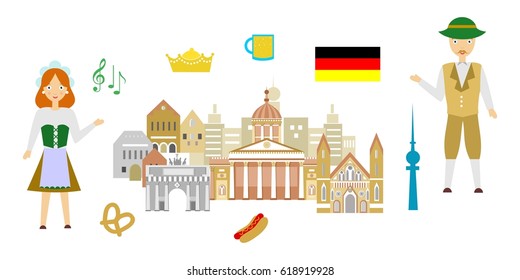 set in the style of a flat design on the theme of germany.