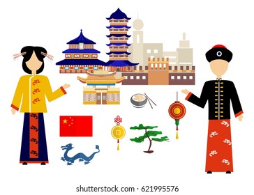 set in the style of a flat design on the theme of China.