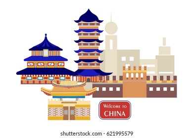 set in the style of a flat design on the theme of China.