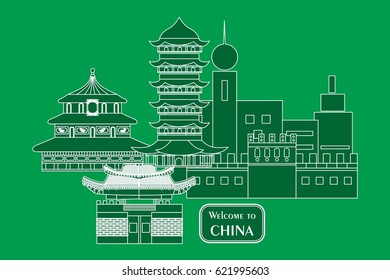 set in the style of a flat design on the theme of China.