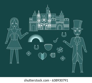 set in the style of a flat design on the theme of Ireland.