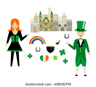 set in the style of a flat design on the theme of Ireland.