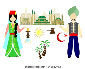 set in the style of a flat design on the theme of turkey.