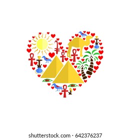 set in the style of a flat design on the theme of egypt.