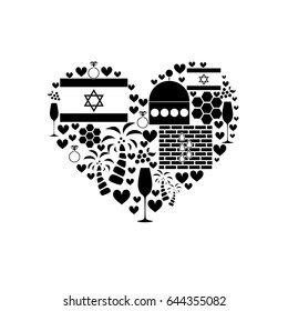set in the style of a flat design on the theme of israel.