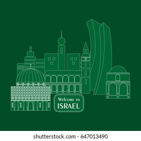 set in the style of a flat design on the theme of israel.
