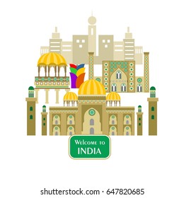 set in the style of a flat design on the theme of india.
