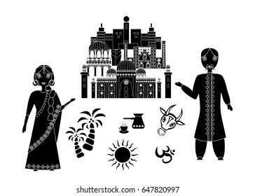 set in the style of a flat design on the theme of india.