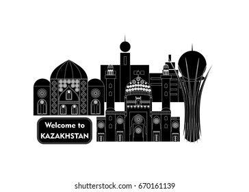 set in the style of a flat design on the theme of Kazakhstan.