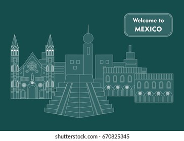 set in the style of a flat design on the theme of mexico.