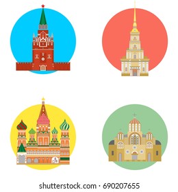 set in the style of a flat design on the theme of russia.