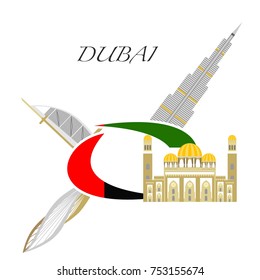 set in the style of a flat design on the theme of dubai.