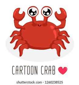 Set in the style of hand drawing, comic illustration outline. Cartoon crab.