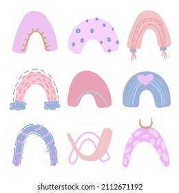 Un ensemble dans le style d'une main noyée avec des arcs-en-ciel. Illustration vectorielle pour l'impression sur tissu pour sous-vêtements pour enfants.