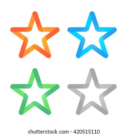 Set of Style Stars in different colors, Vector Clip-art isolated on white