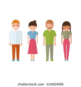 Set of style young people. in cartoon style Isolated on white background.