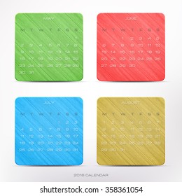 set of stylish, 2016 year calendar icons with wooden frame, isolated on white background. vector badges, organizer tool