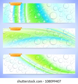 Set of stylish abstract banners with fresh water drops