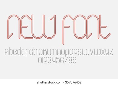 set of stylish, alphabet letters and numbers isolated on white background. vector contemporary, outline font type