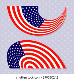  Set of stylish american flags. Independence day design. Vector illustration 