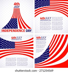 Set of Stylish American Independence day design. Vector illustration