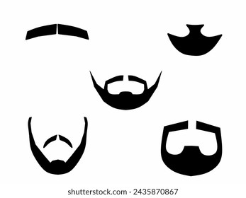 Set of stylish beard and moustache collection. Vector Illustration