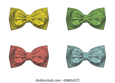 Set of stylish bow ties on a white background. Vector illustration