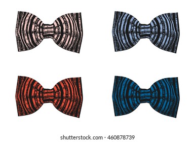 Set of stylish bow ties on a white background. Vector illustration