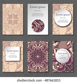 Set of stylish business card template. Abstract floral pattern and ornaments, ottoman motifs. Front and back page.