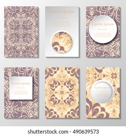 Set of stylish business card template. Abstract floral pattern and ornaments, ottoman motifs. Front and back page.