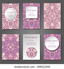 Set of stylish business card template. Abstract floral pattern and ornaments, ottoman motifs. Front and back page.