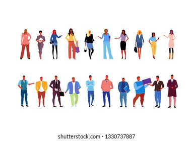 set stylish business people wearing fashionable different office workers business women men standing pose full length cartoon characters collection flat horizontal isolated