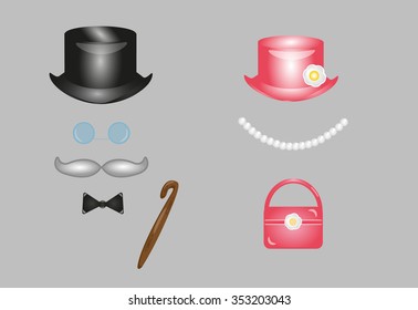 A set of stylish cartoon accessories,vector illustration