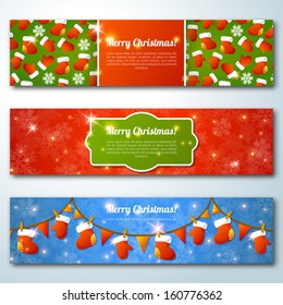 Set of stylish Christmas banners. Vector illustration.