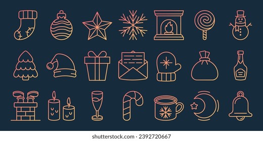 Set of stylish Christmas icons