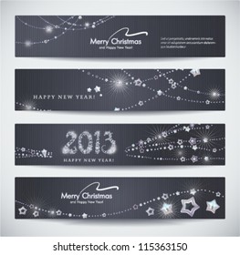 Set of stylish Christmas, New Year banners.