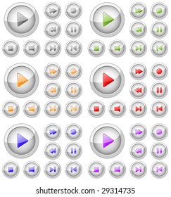 Set of stylish colored vector multimedia buttons. Aqua web 2.0. More in my gallery.