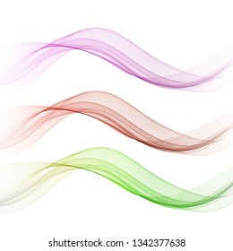 Set of stylish colored waves. Brochure template, design element