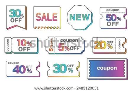 Set of stylish and cute coupons with letters