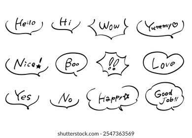 A set of stylish and cute graffiti style speech balloons