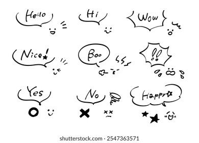 A set of stylish and cute graffiti style speech balloons