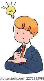 Set of stylish and cute handwritten style businessman illustrations (spark,idea,come up with)