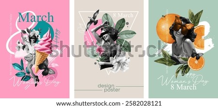 Set of stylish design on March 8, International Women