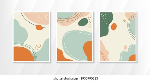 conjunto de plantillas de diseño elegante con formas abstractas orgánicas en colores pastel. Marco moderno para el diseño de marca de belleza. Formato vertical A4. Ilustración vectorial