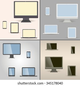 set of stylish devices for office work. business style