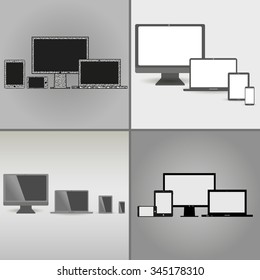 set of stylish devices for office work. business style