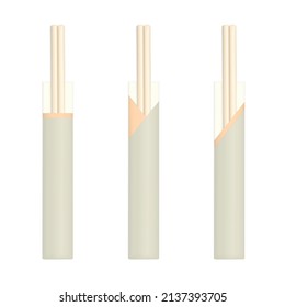 Set of stylish, disposable chopsticks. Beautiful wooden or bamboo chopsticks. A must-have for Asian cooking and dining! Isolated vector illustration.