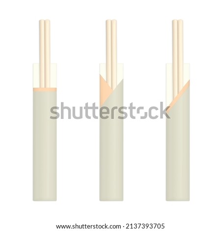 Set of stylish, disposable chopsticks. Beautiful wooden or bamboo chopsticks. A must-have for Asian cooking and dining! Isolated vector illustration.