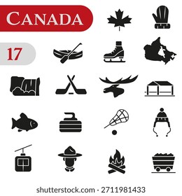 A set of stylish Doodle icons dedicated to Canada's culture, architecture, and cuisine. EPS 10.