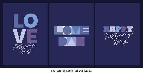 Set Stylish Fathers Day layout with unique typography elements, perfect for expressing love and appreciation in greeting cards, posters, and digital holiday designs.